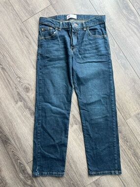 Wrangler Straight Fit Dark Wash Jeans Husky Boys Size 14 Adjustable Waist Denim